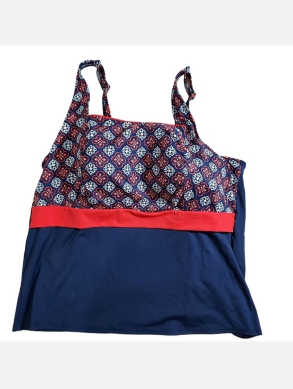 Lands End navy pattern tankini top 18W DD
